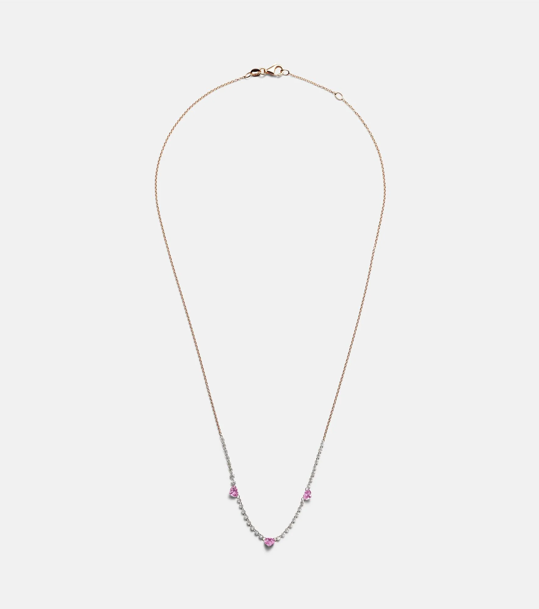 Triple Drilled 14kt white gold necklace with sapphires and diamonds - 1