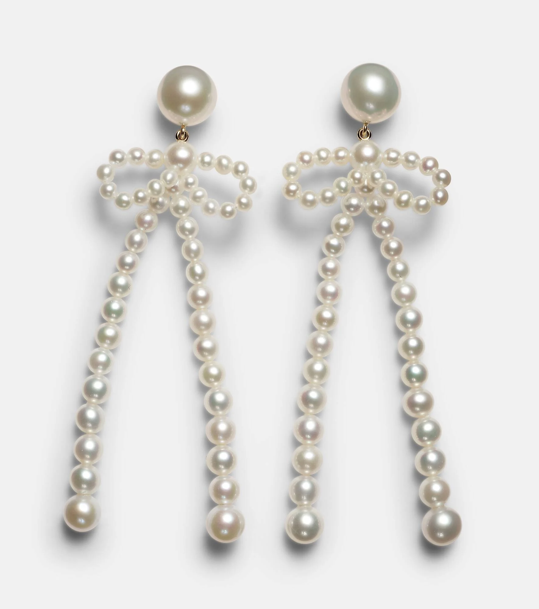 Rosette de Perles 14kt gold drop earrings with freshwater pearls - 1
