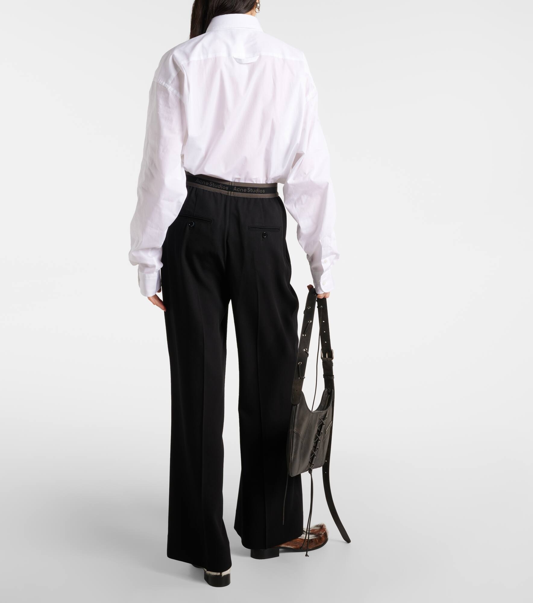Logo mid-rise wide-leg pants - 3