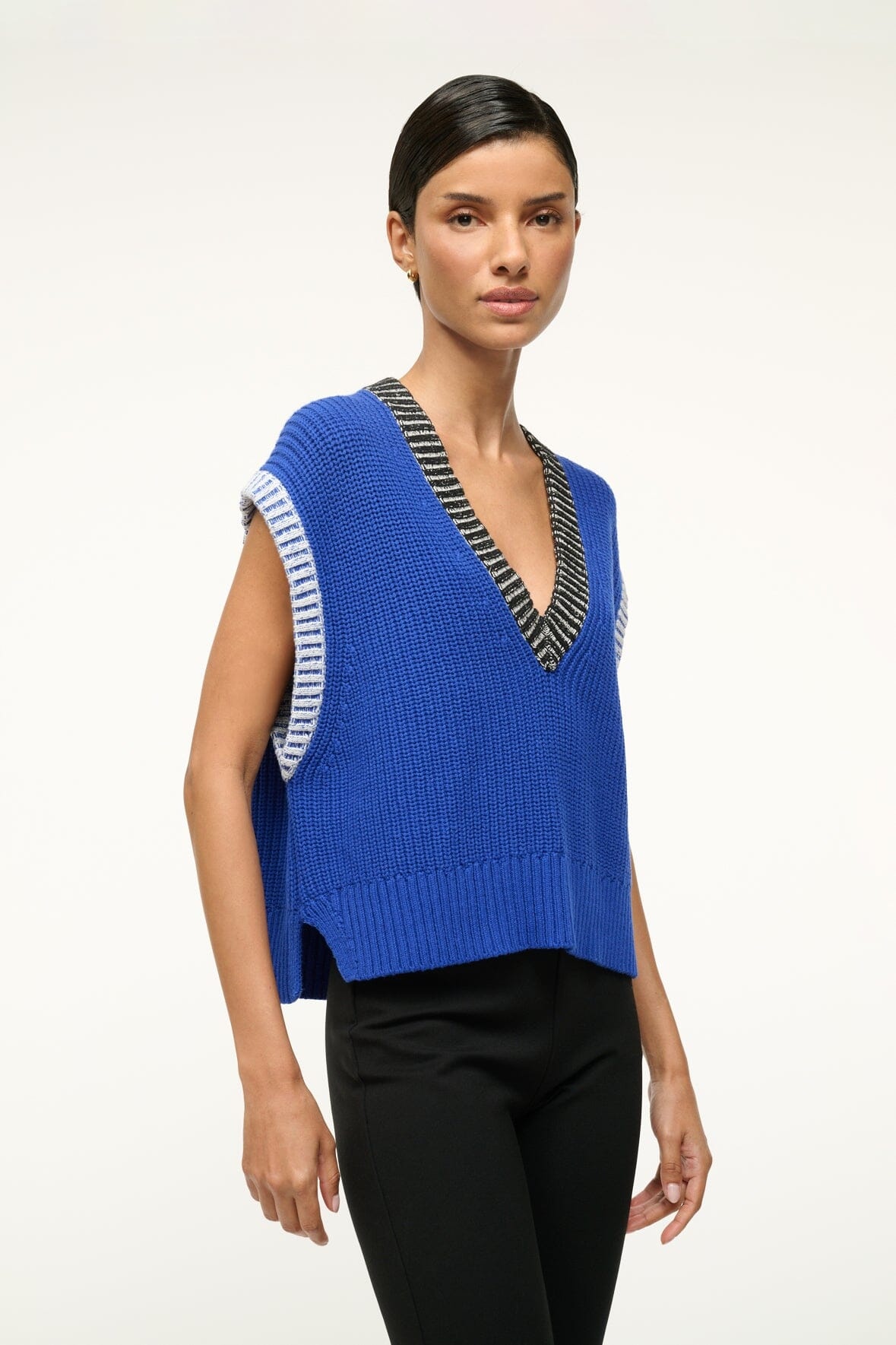 STAUD AMERICANA SWEATER DEEP SEA BLACK IVORY - 4