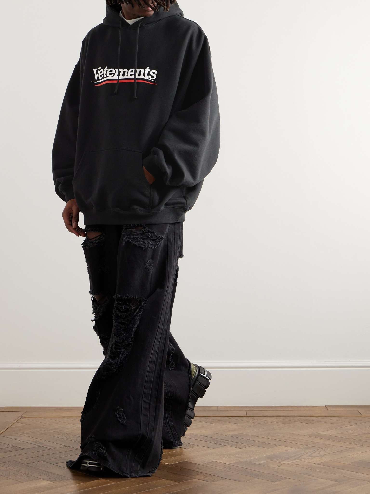 Oversized Logo-Print Cotton-Blend Jersey Hoodie - 2