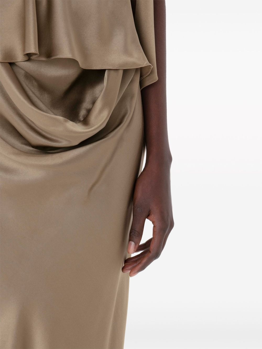 cowl-effect silk maxi skirt - 5