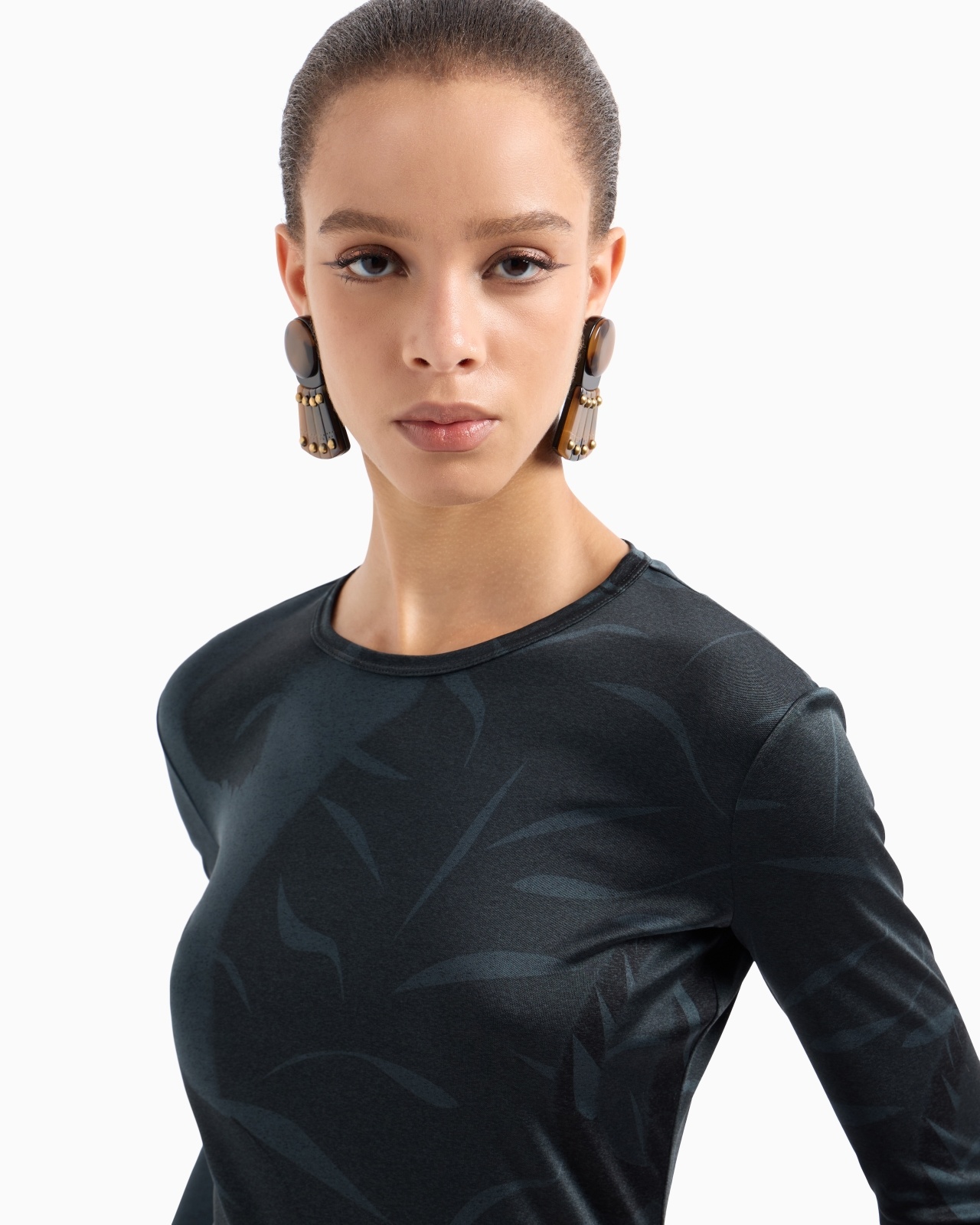 PRINTED SILK INTERLOCK LONG-SLEEVED JUMPER - 5