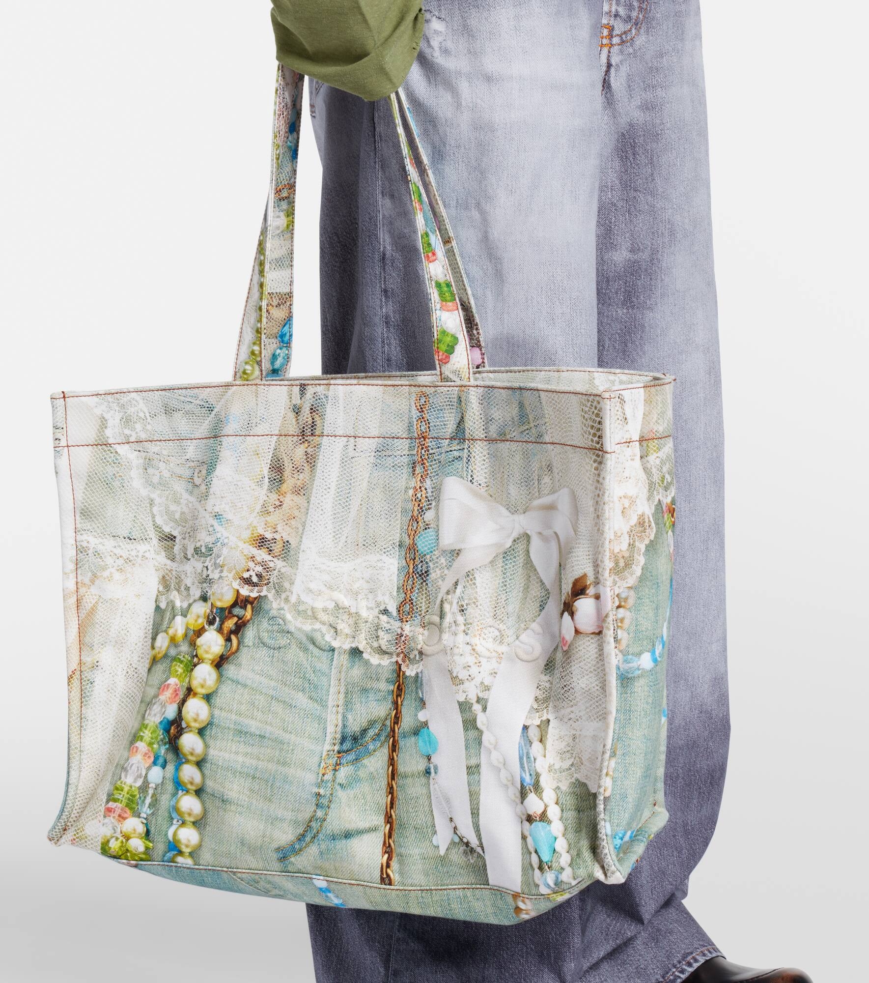 Logo trompe l'oeil canvas tote bag - 7