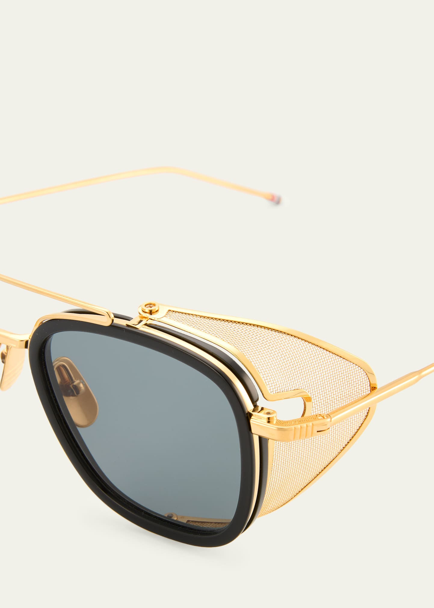 Men's Acetate and Titanium Rectangle Sunglasses with Side Shields - 4