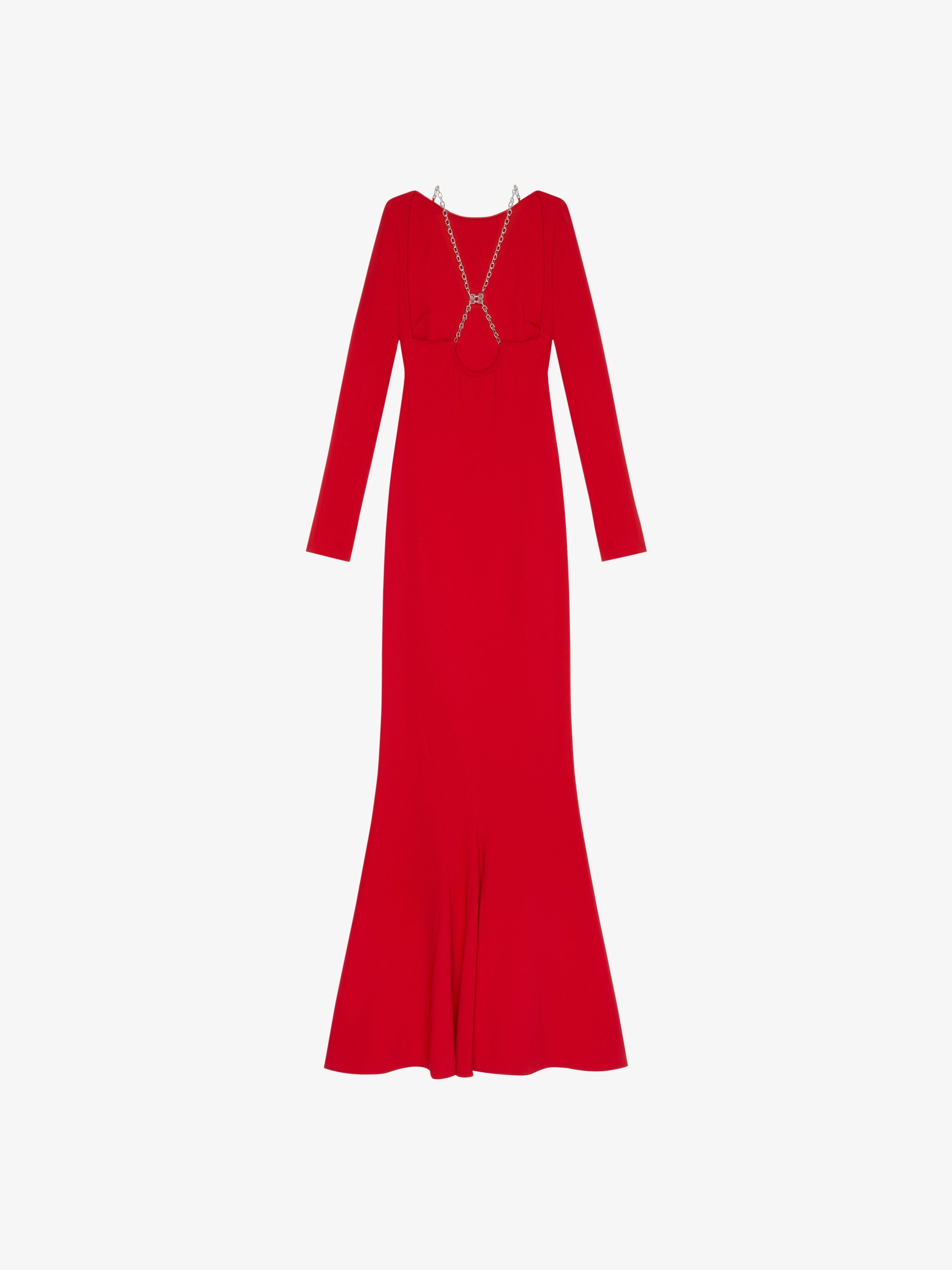 BACKLESS DRESS WITH G LINK CHAIN STRAPS - 5