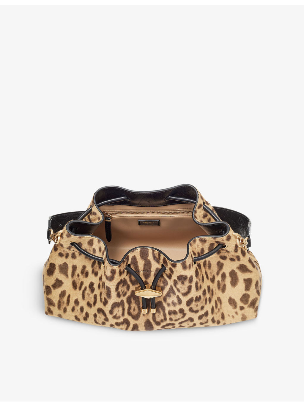 Cinch leopard-print medium suede shoulder bag - 4