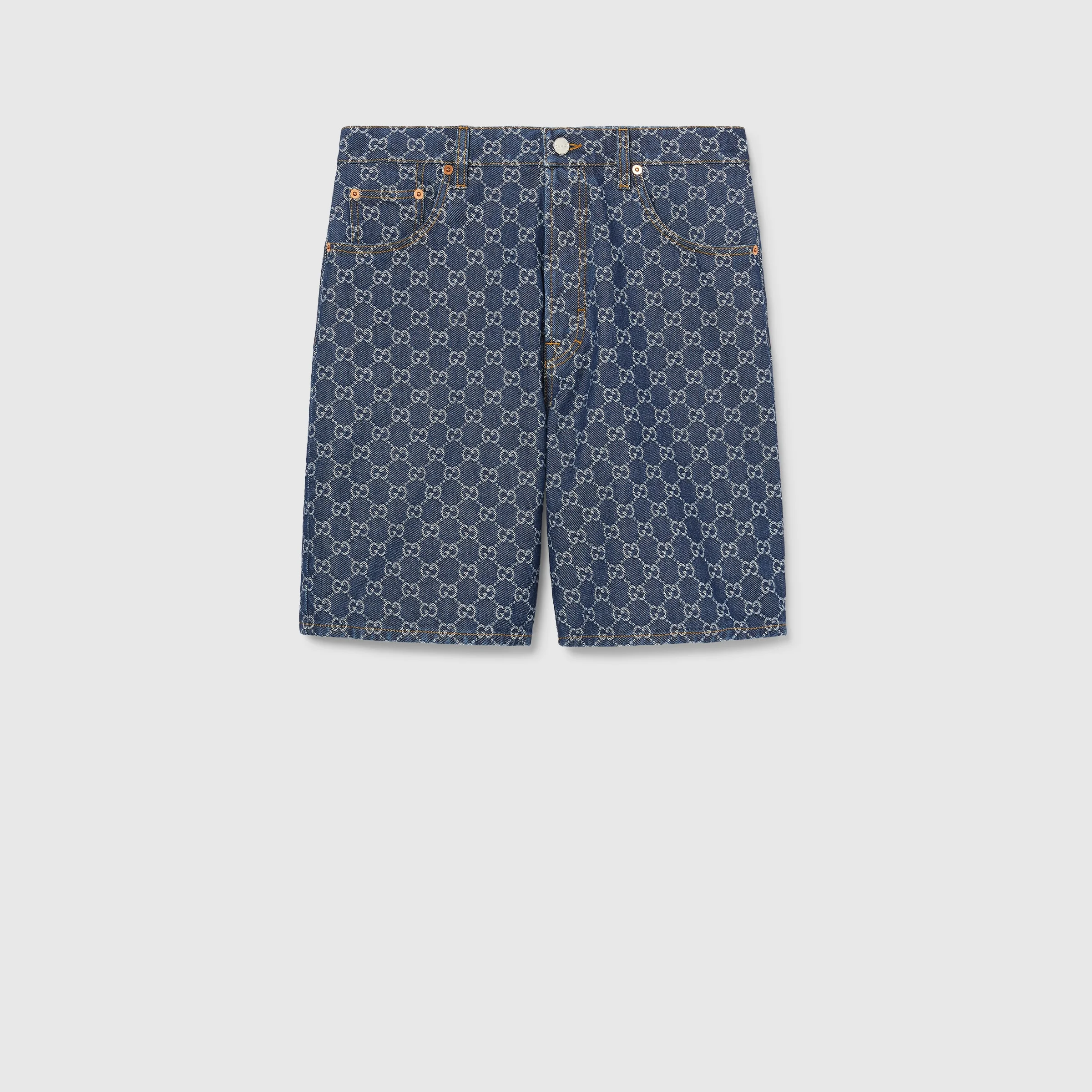 Low waist GG denim jacquard shorts - 1