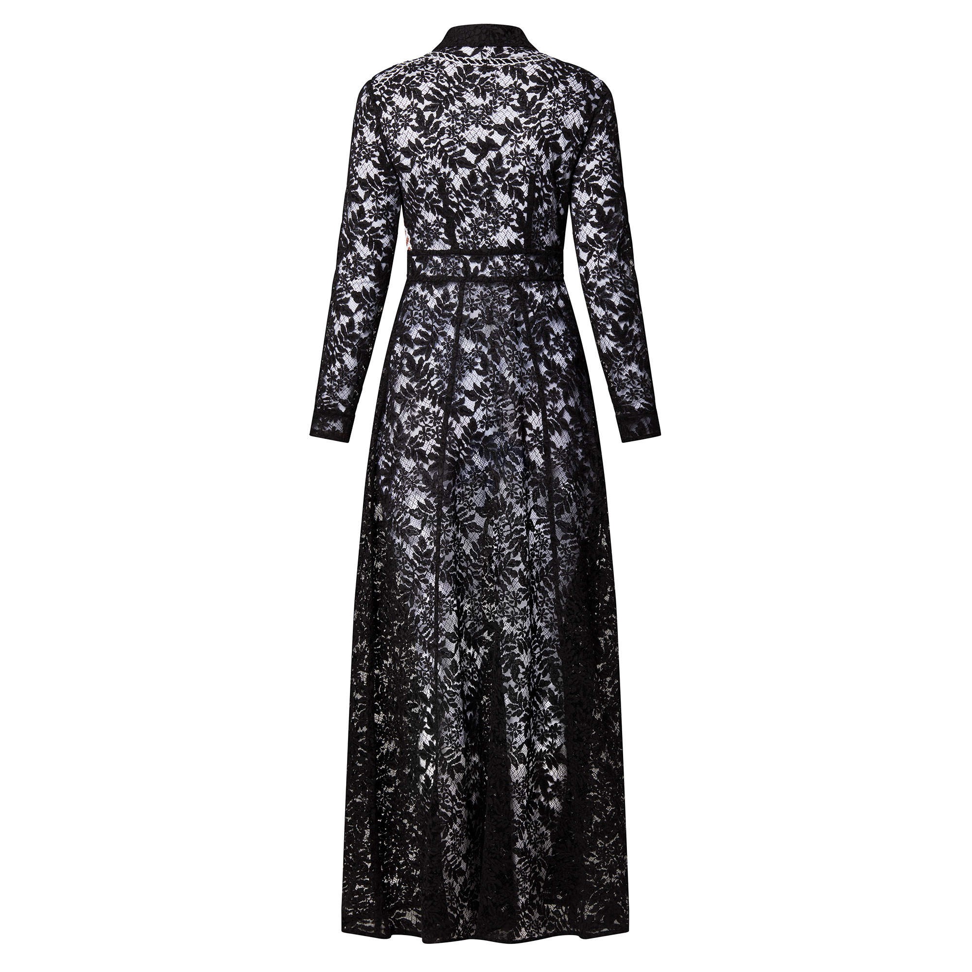 Chain Motif Long Lace Shirt Dress - 3