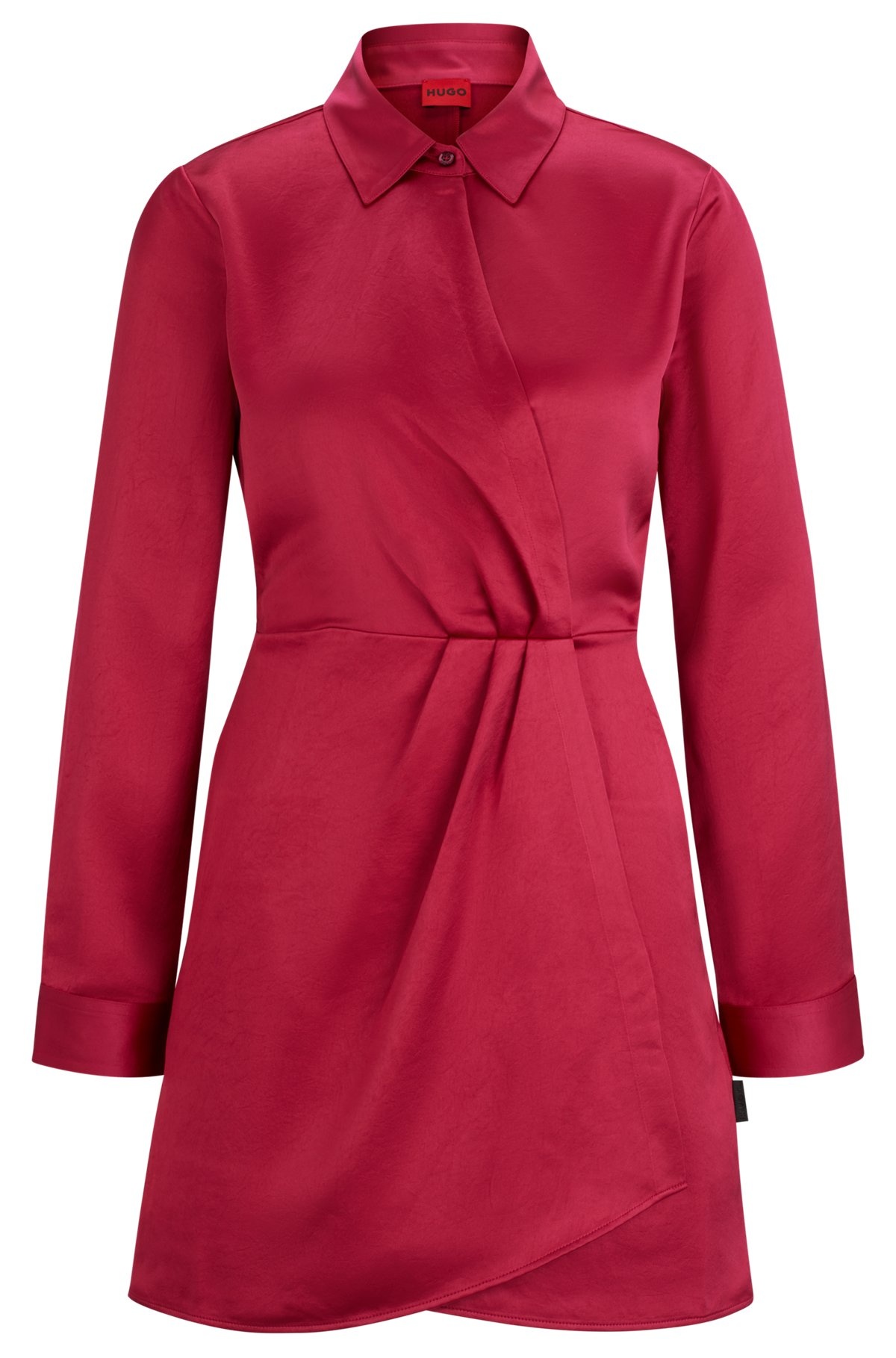 LONG-SLEEVED DRESS IN SATIN WITH WRAP FRONT - 1
