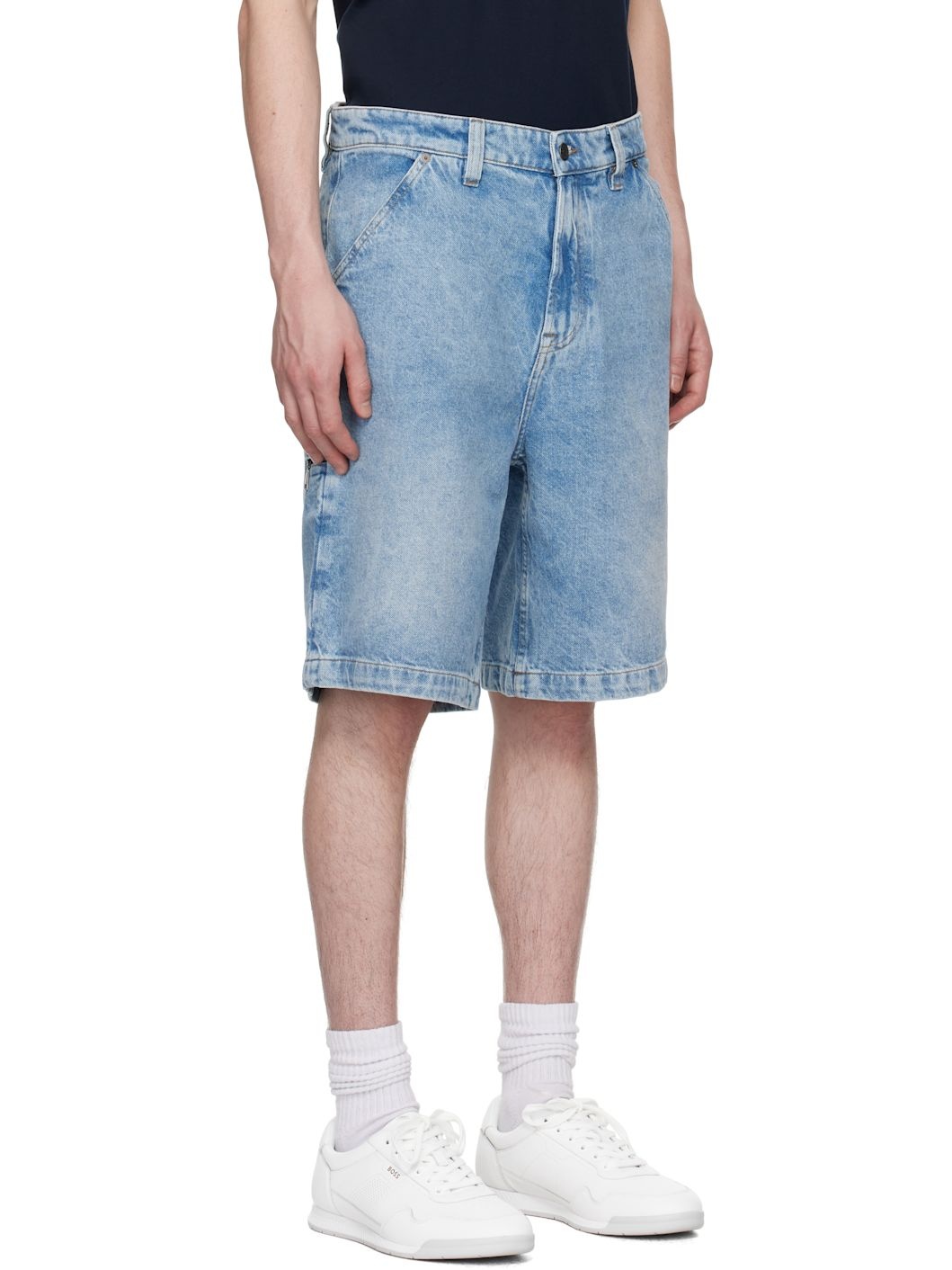Blue Faded Denim Shorts - 2