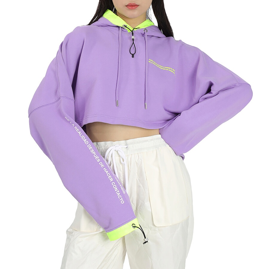 Marcelo Burlon Ladies Purple Oversized Cropped Sweatshirt - 3
