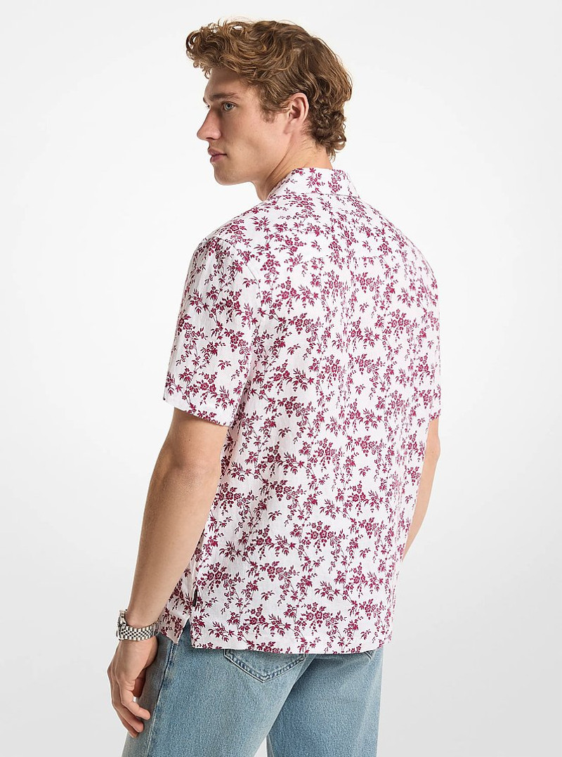 MICHAEL KORS Floral Print Linen Camp Shirt outlook