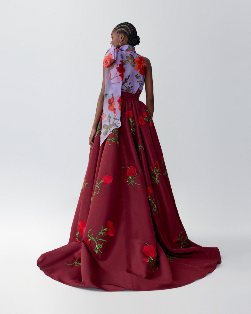Carnation-Embroidered Ball Skirt 3