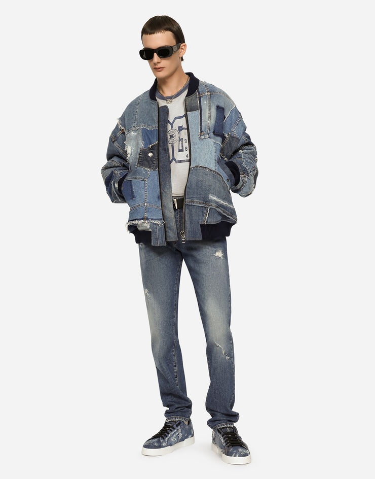 Dolce & Gabbana デニムジャケット イタリア製　新品同様　小さめM Dolce & Gabbana Stretch patchwork denim jacket | REVERSIBLE