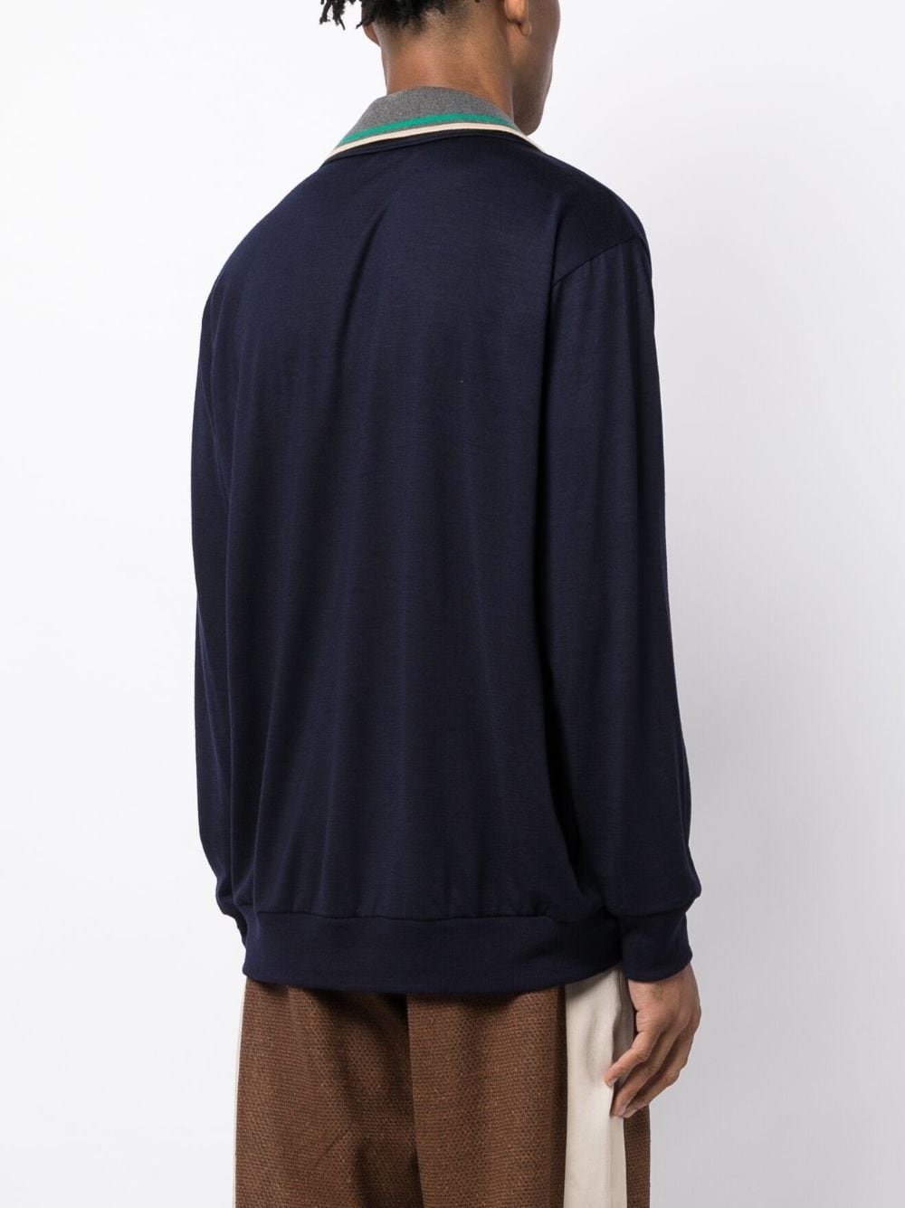 asymmetric-collar wool T-shirt - 4
