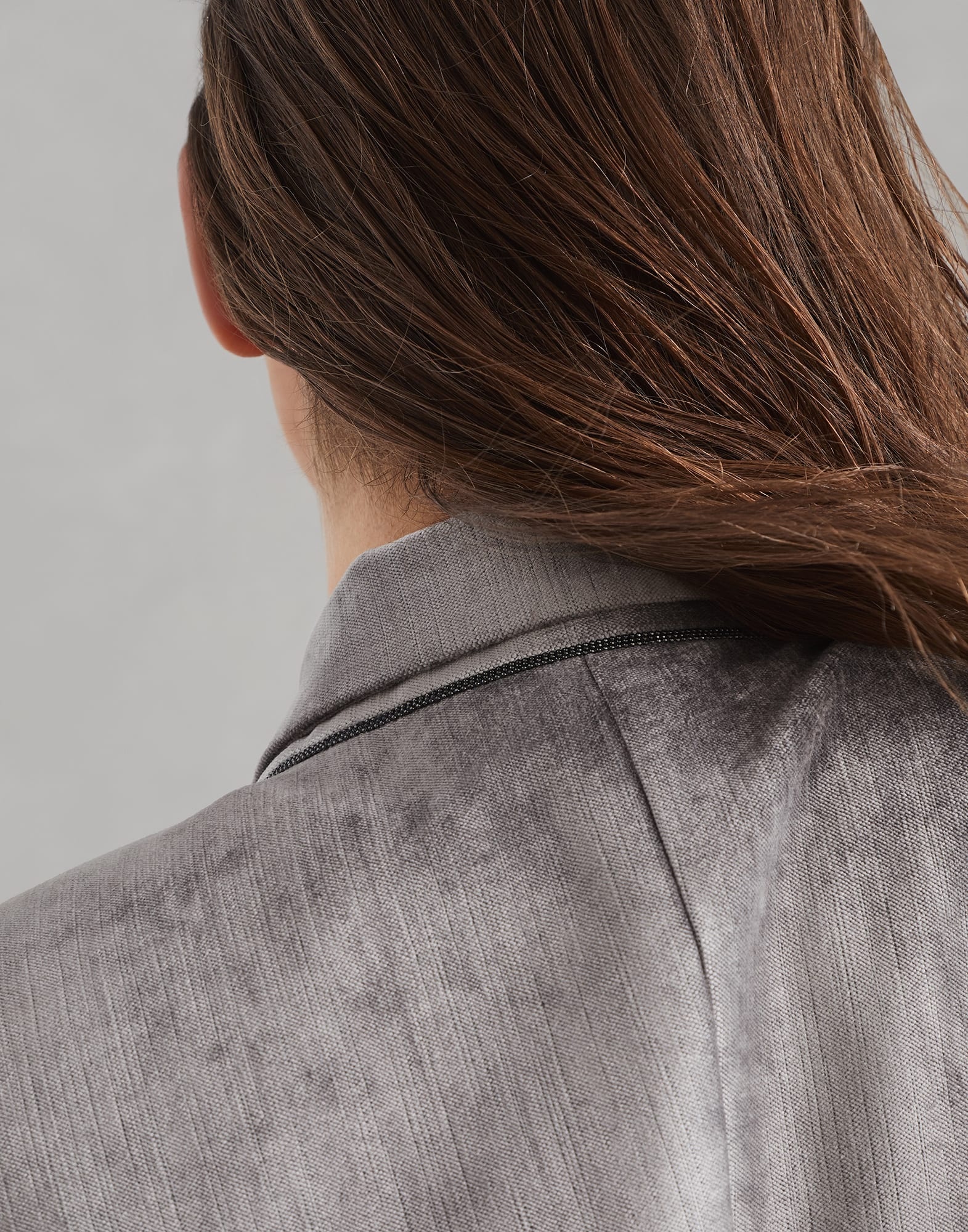 Cotton and viscose sleek velvet blazer with monili - 3
