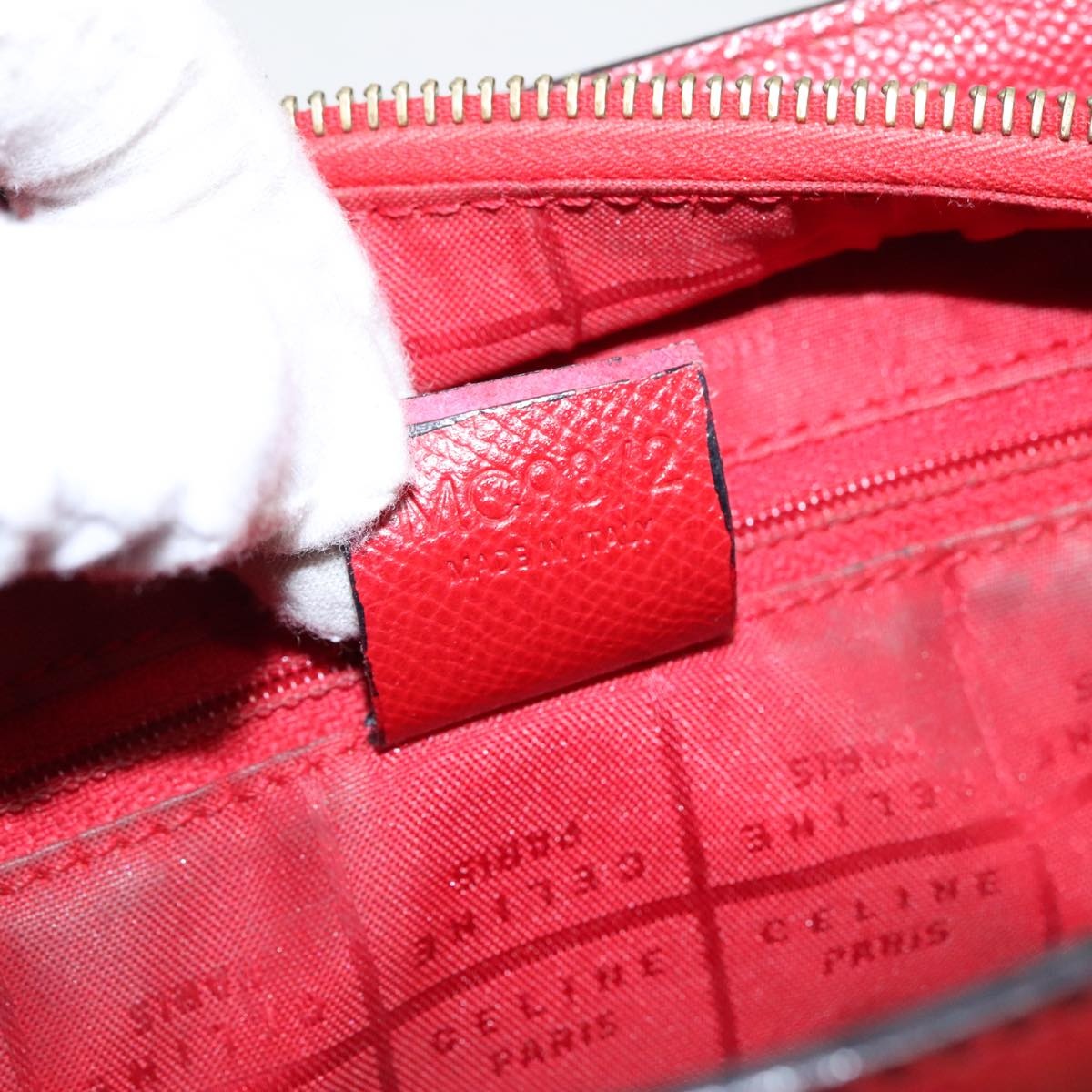 CELINE Hand Bag Leather Red Gold - 12