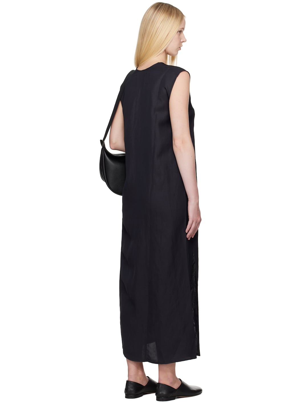 Navy Lise Linen Midi Dress - 3