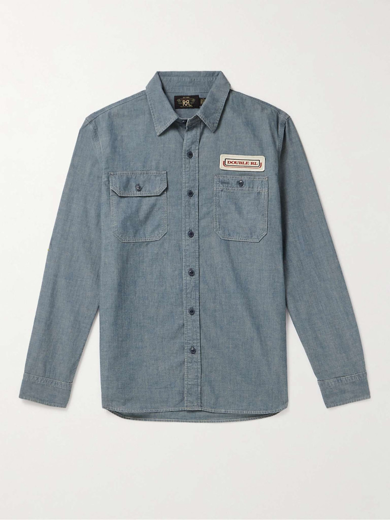Embroidered Cotton and Hemp-Blend Chambray Shirt - 1