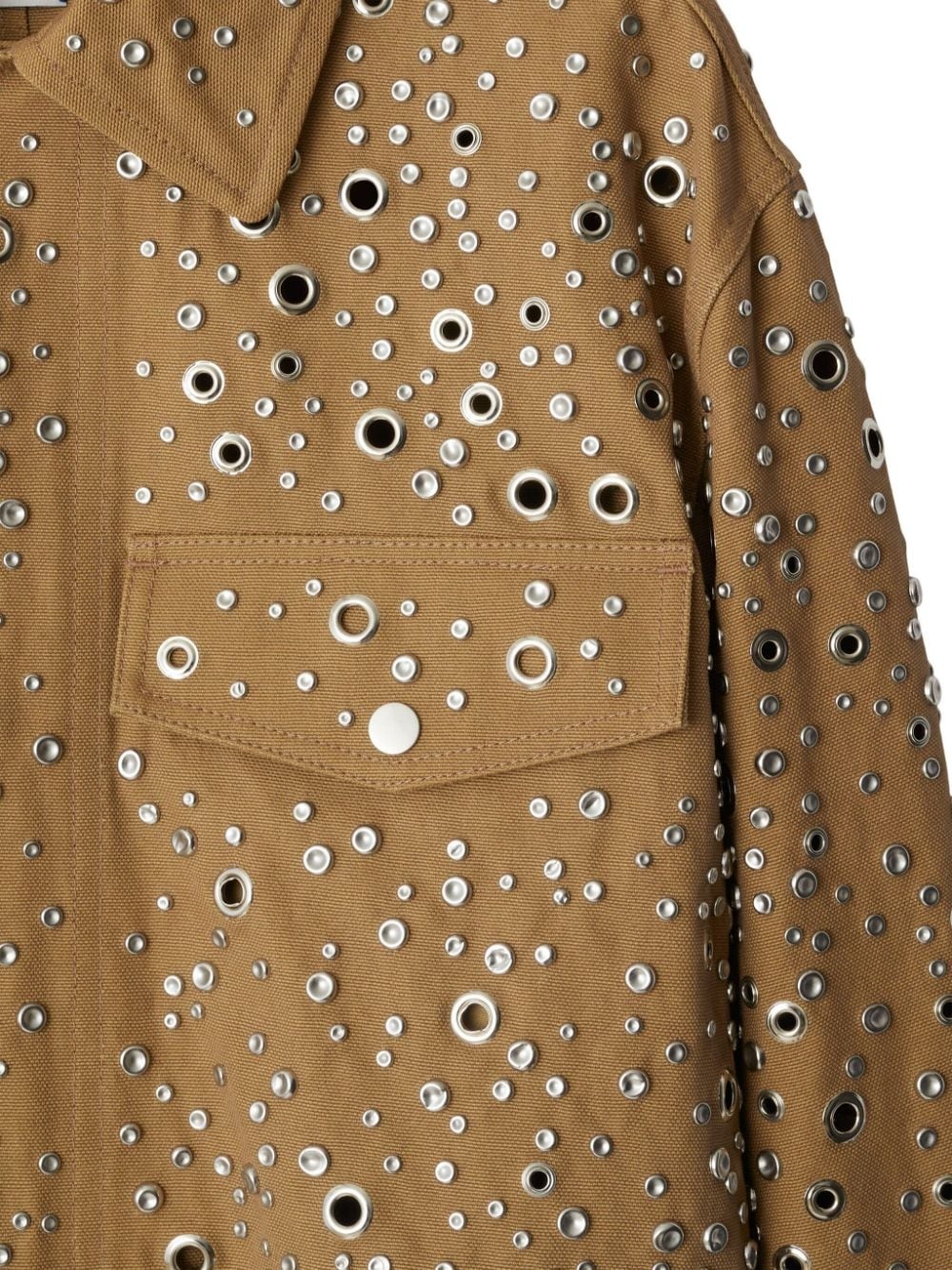 stud-embellished cotton shirt jacket - 6