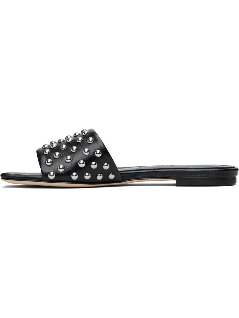 Black Anna Studded Leather Sandals 3