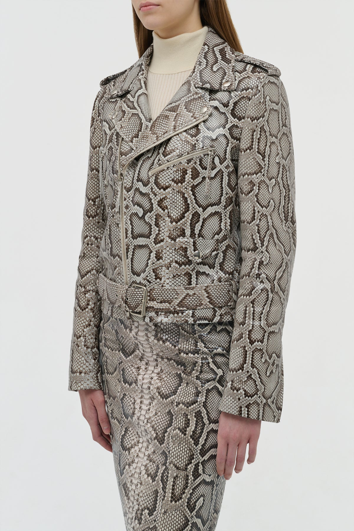 Anton Biker Jacket in Greyscale Inversa™ Snakeskin - 6