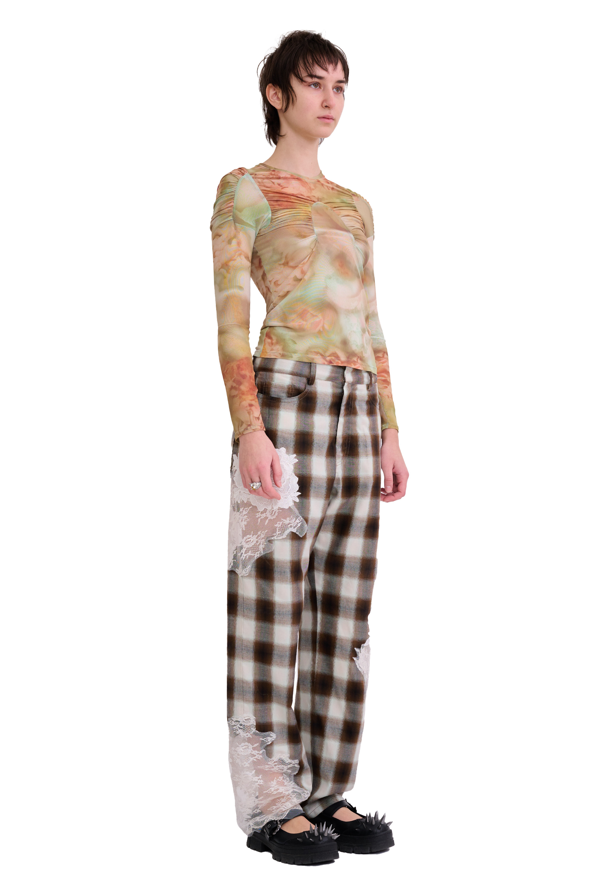 SAGE MOLTEN FLORAL ARC L/S TOP - 3