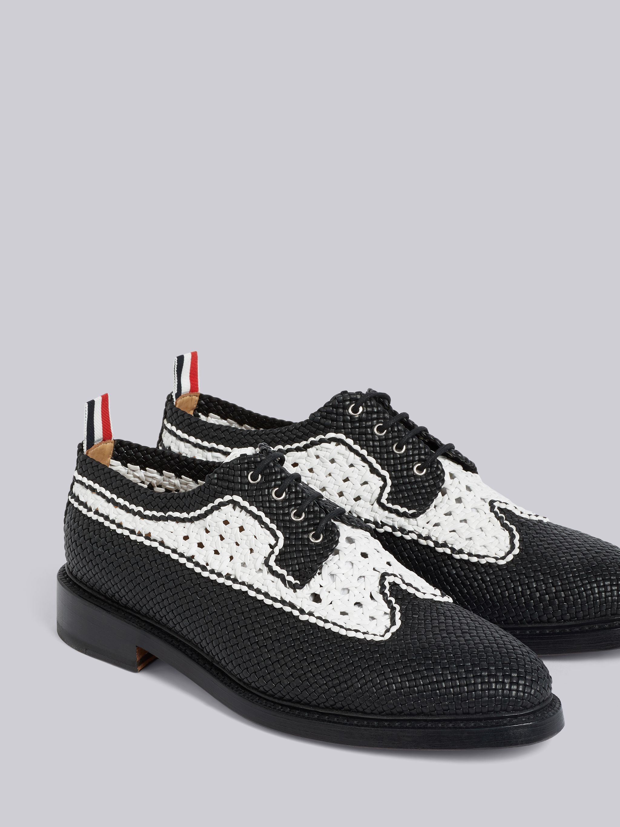 Black Pebbled Woven Spectator Brogue - 2