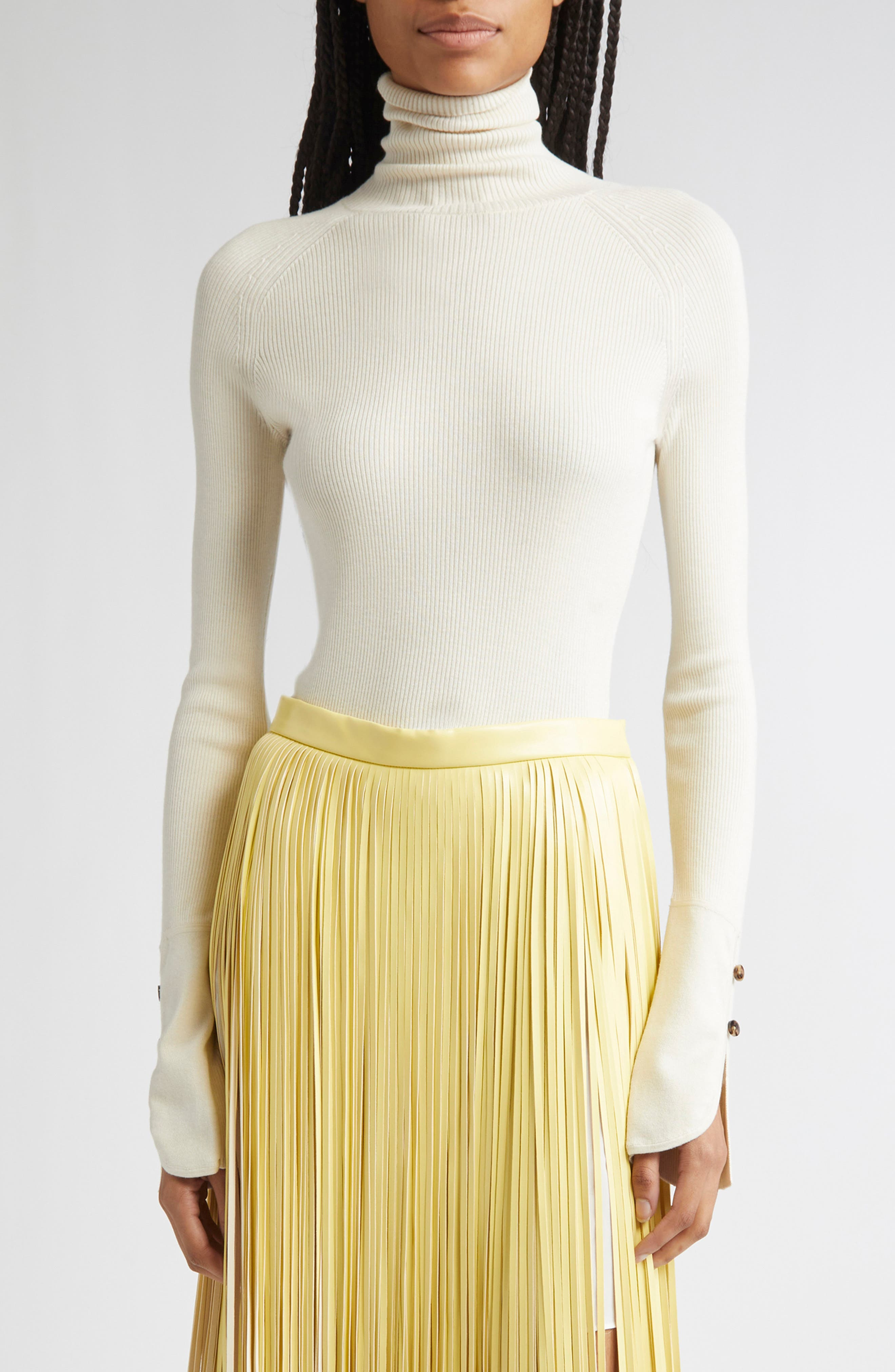 Proenza Schouler Belle Silk Turtleneck Sweater in Off White at Nordstrom - 1