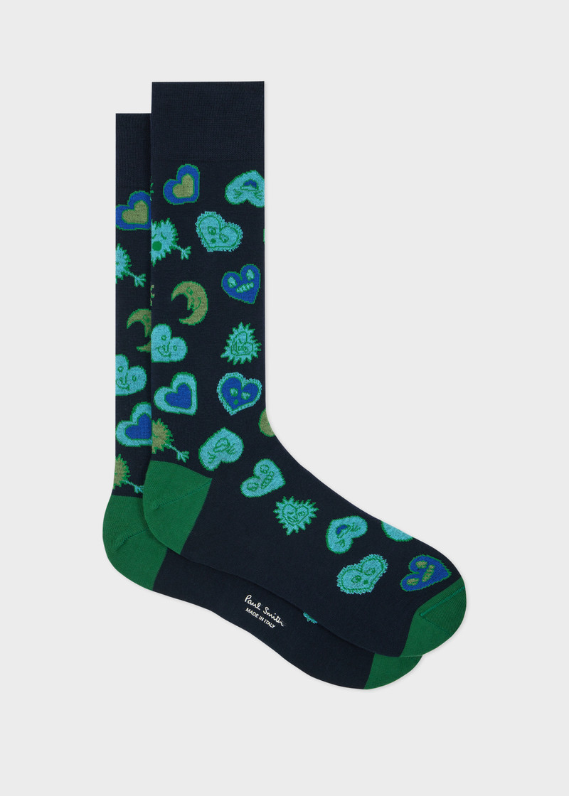Navy 'Hearts and Stars' Cotton-Blend Socks 1