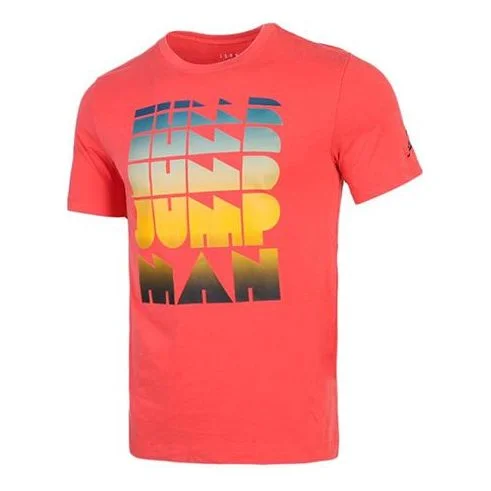 Air Jordan Gradient Multi-Color Alphabet Washed Round Neck Short Sleeve Red CN3108-631 - 1