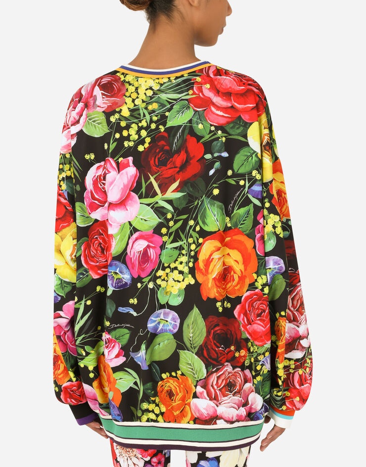 Run-resistant jersey sweatshirt with bouquet print - 5