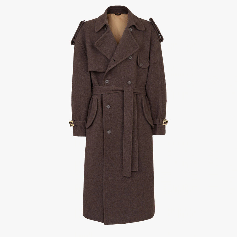 Brown cashmere trench coat 1