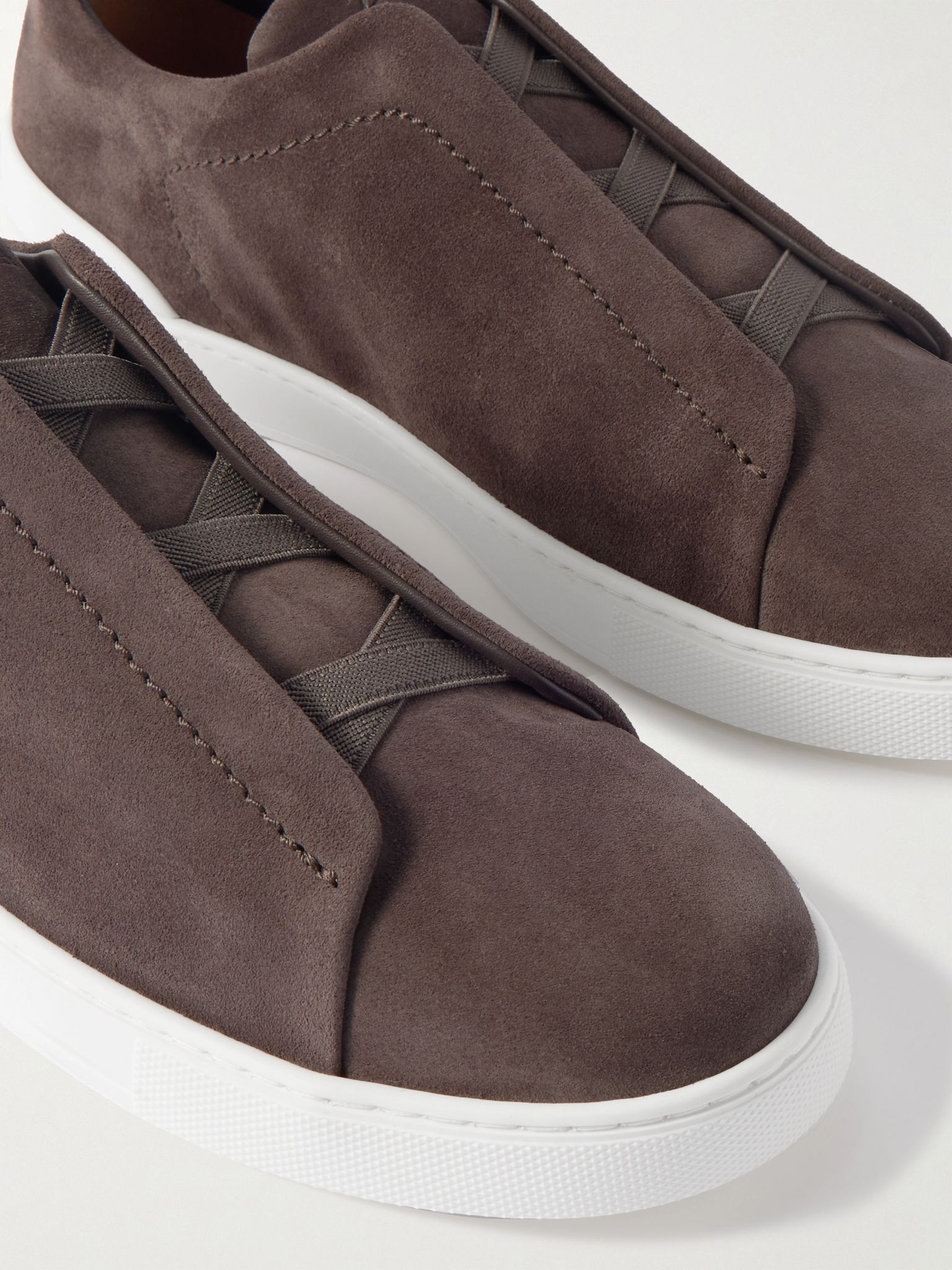 Triple Stitch Suede Sneakers Brown - 5