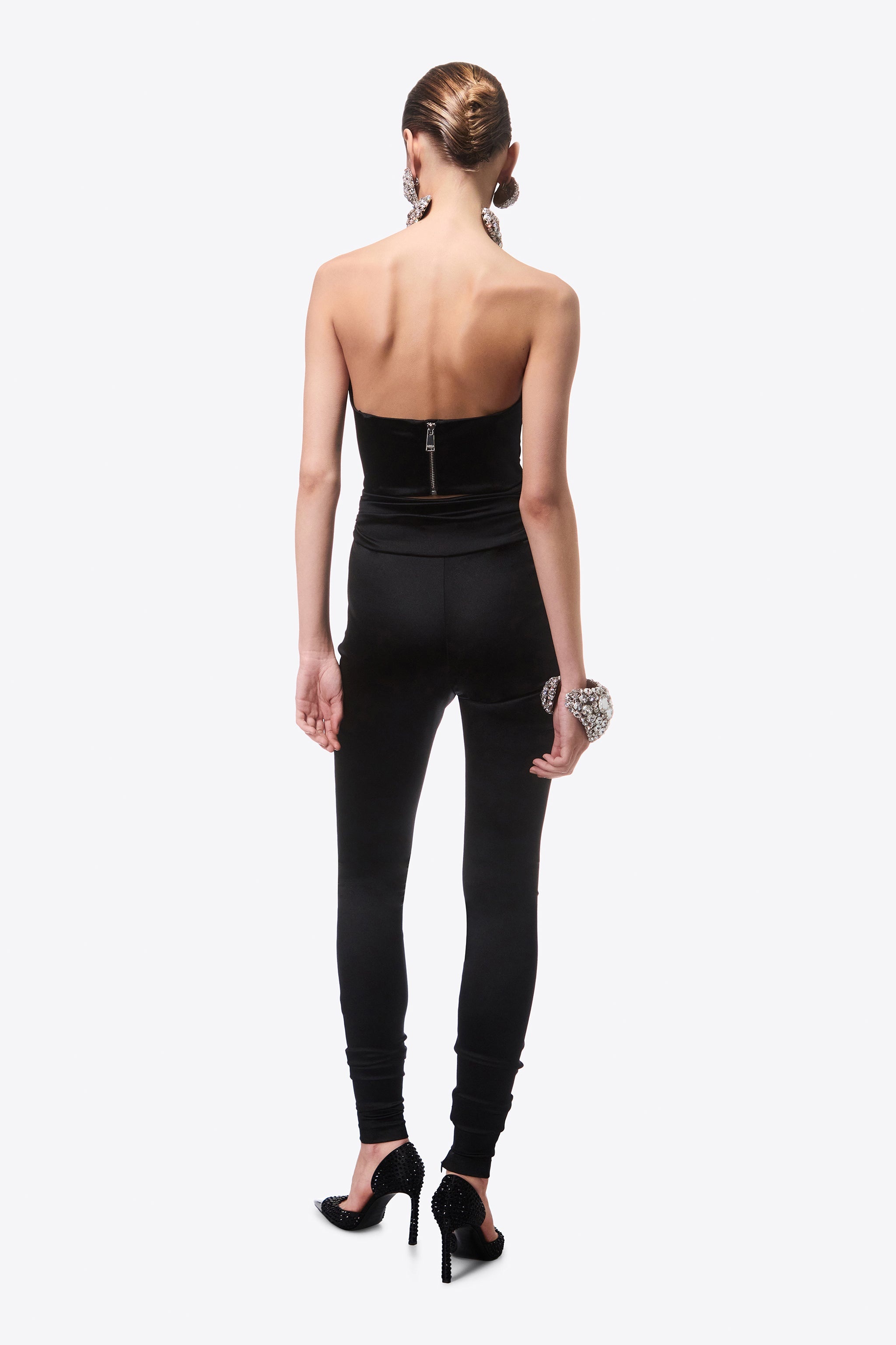 EMBROIDERED CRYSTAL CUP DRAPED BUSTIER - 5