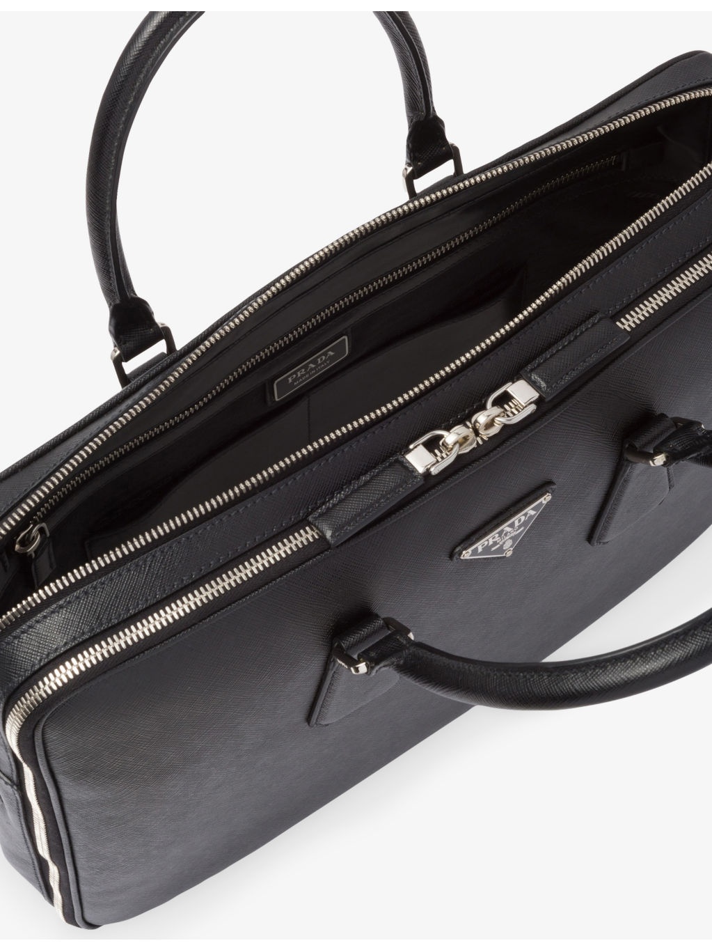 Brand-Plaque Saffiano-Leather Briefcase - 5