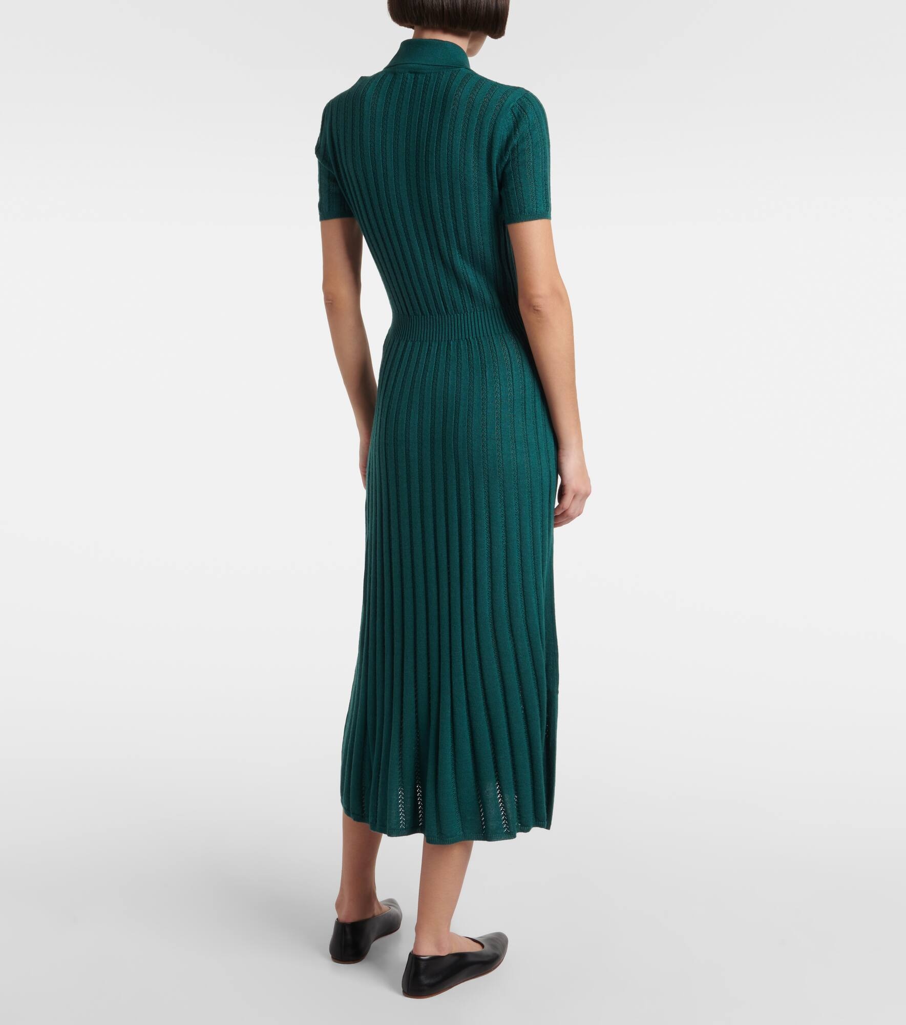 Knitted cashmere and silk shirt dress - 3