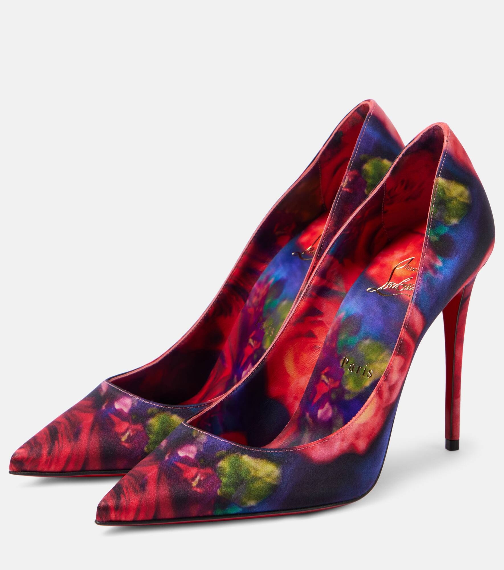 Kate 100 floral satin crêpe pumps - 4
