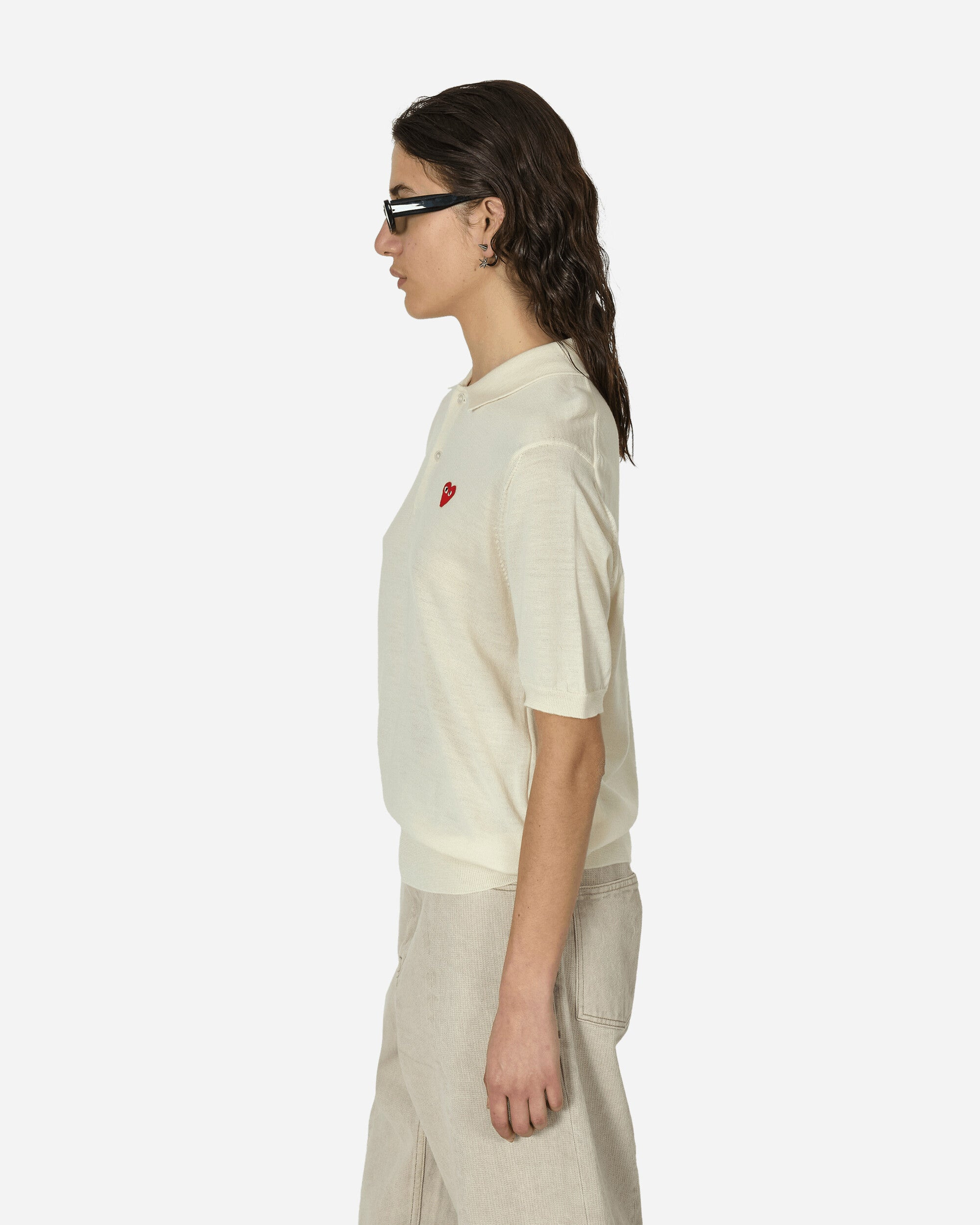 Red Heart Polo Sweater Off White - 2