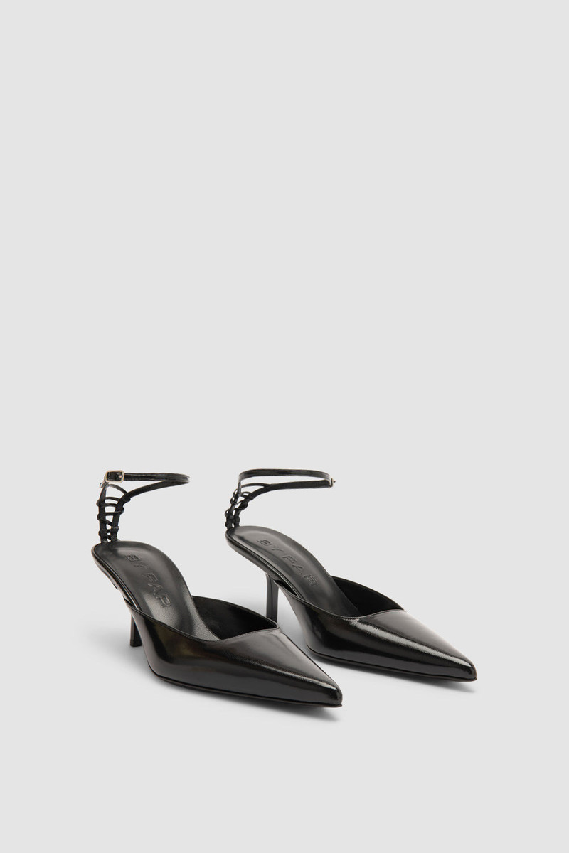 BY FAR Teese Black Glossy Textured Leather Pump outlook