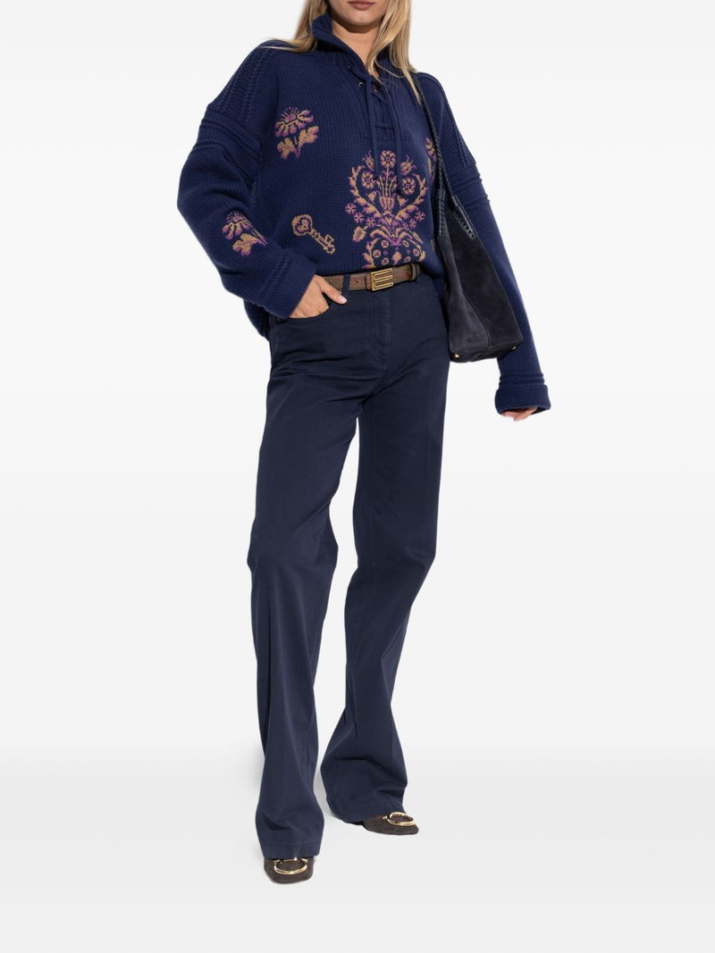 Etro lace-up embroidered sweater outlook