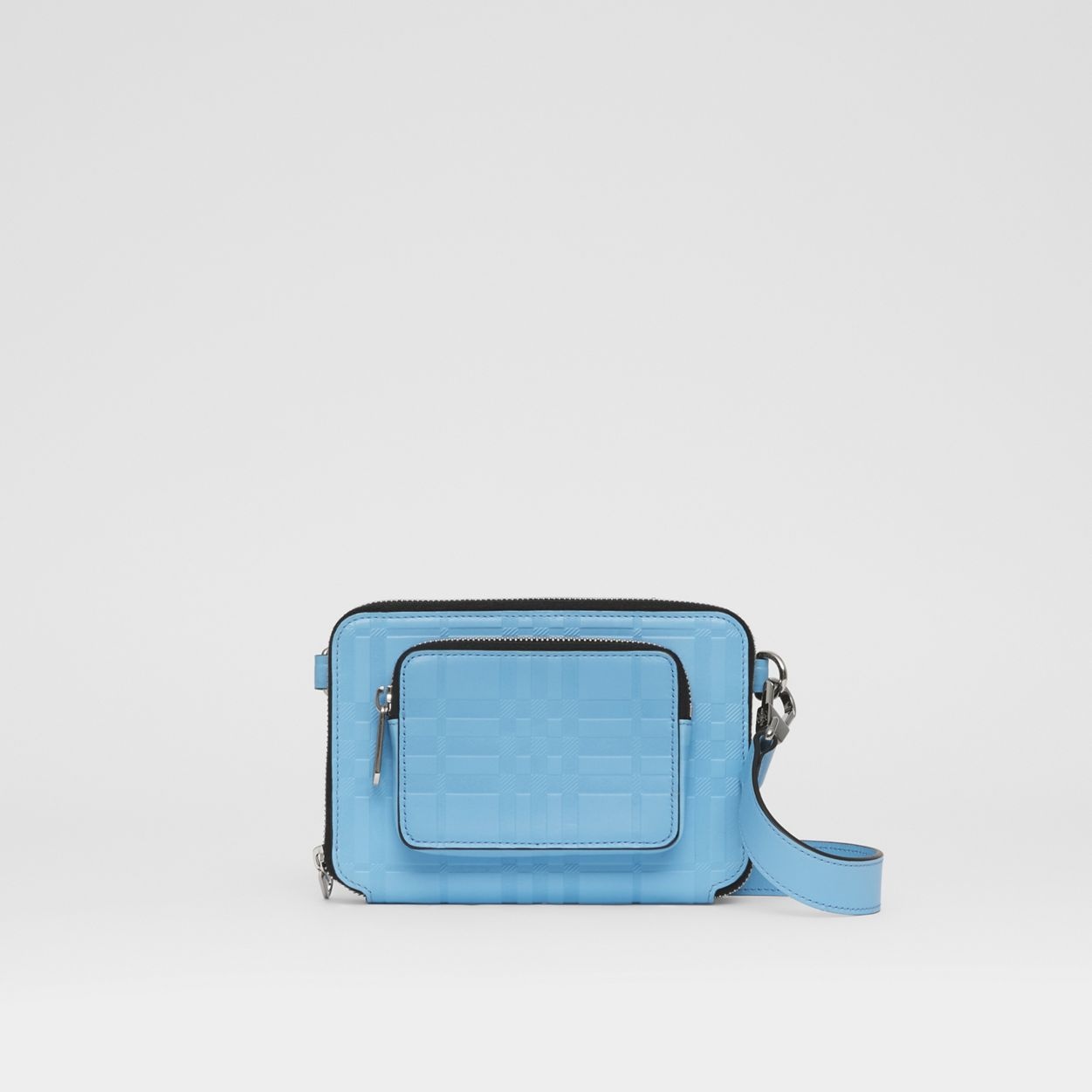 Embossed Check Leather Crossbody Bag - 1