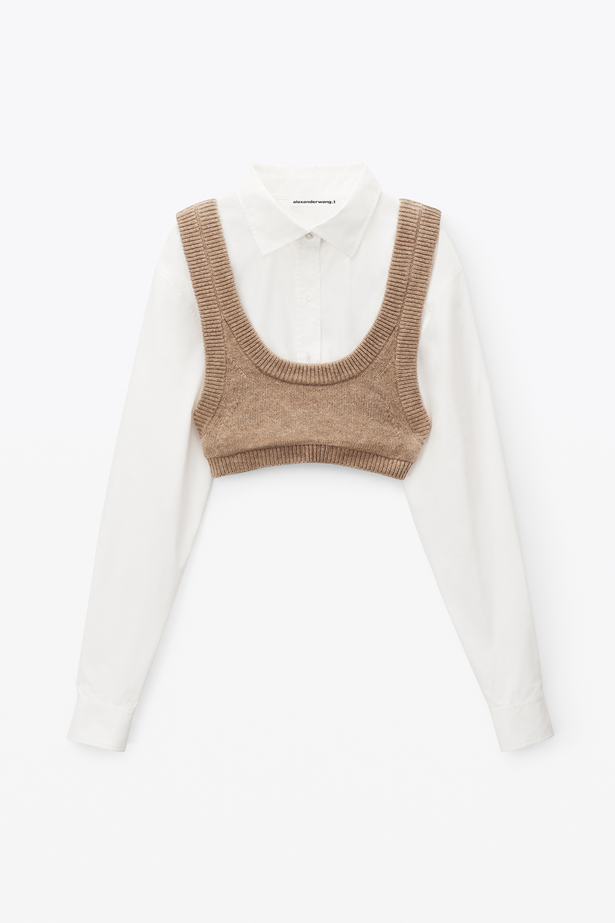 LAYERED KNIT CAMISOLE IN BOILED WOOL - 1