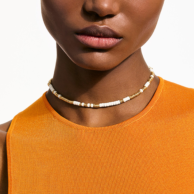 Heishi Necklace, Gold, Enamel 5