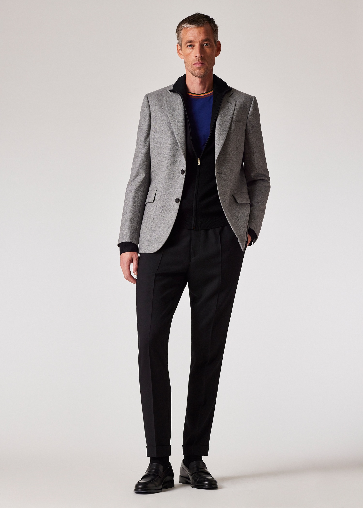 Black Merino Wool Full-Zip Cardigan With 'Signature Stripe' Trim - 4