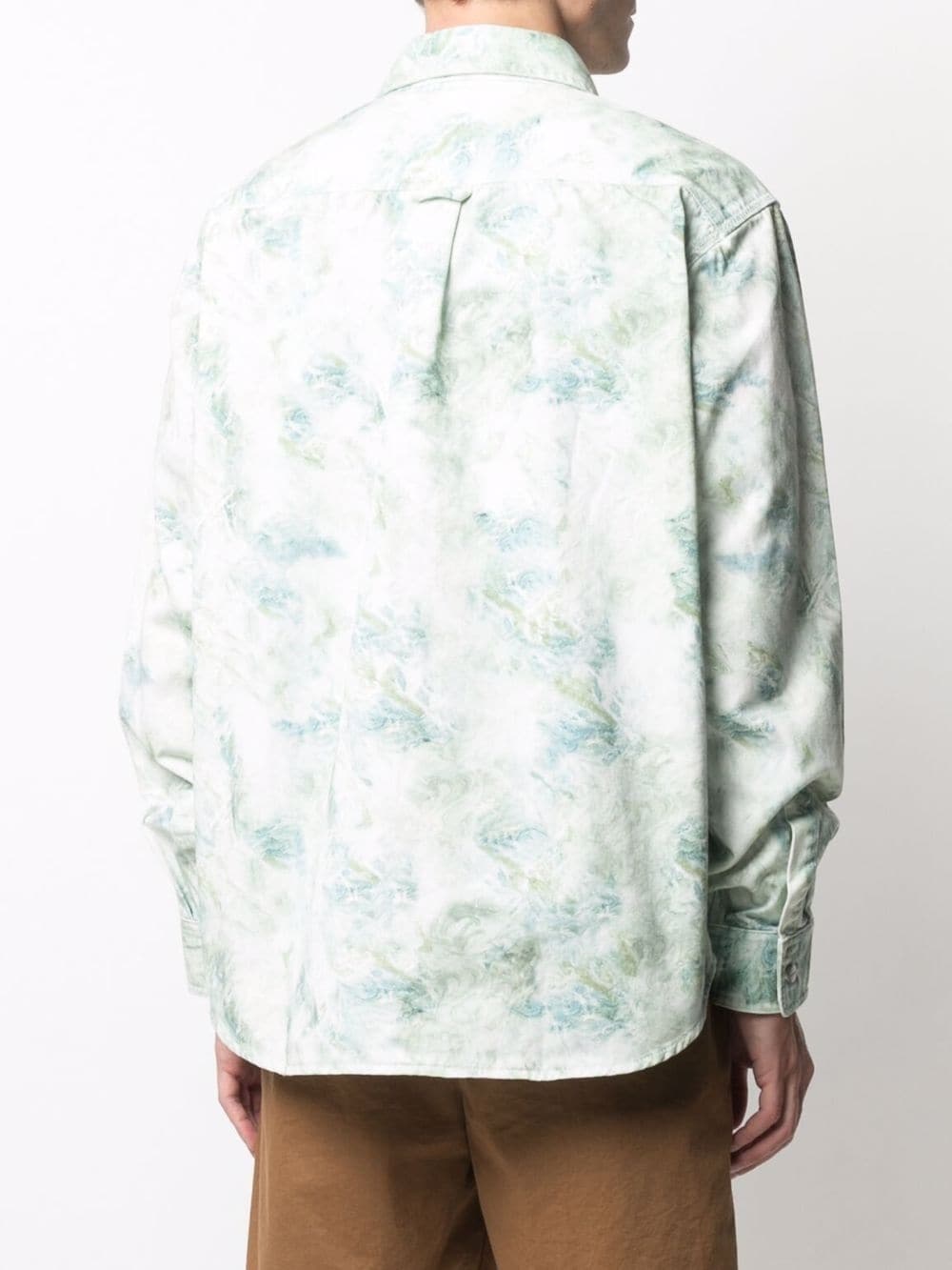 marble print pocket shirt - 4