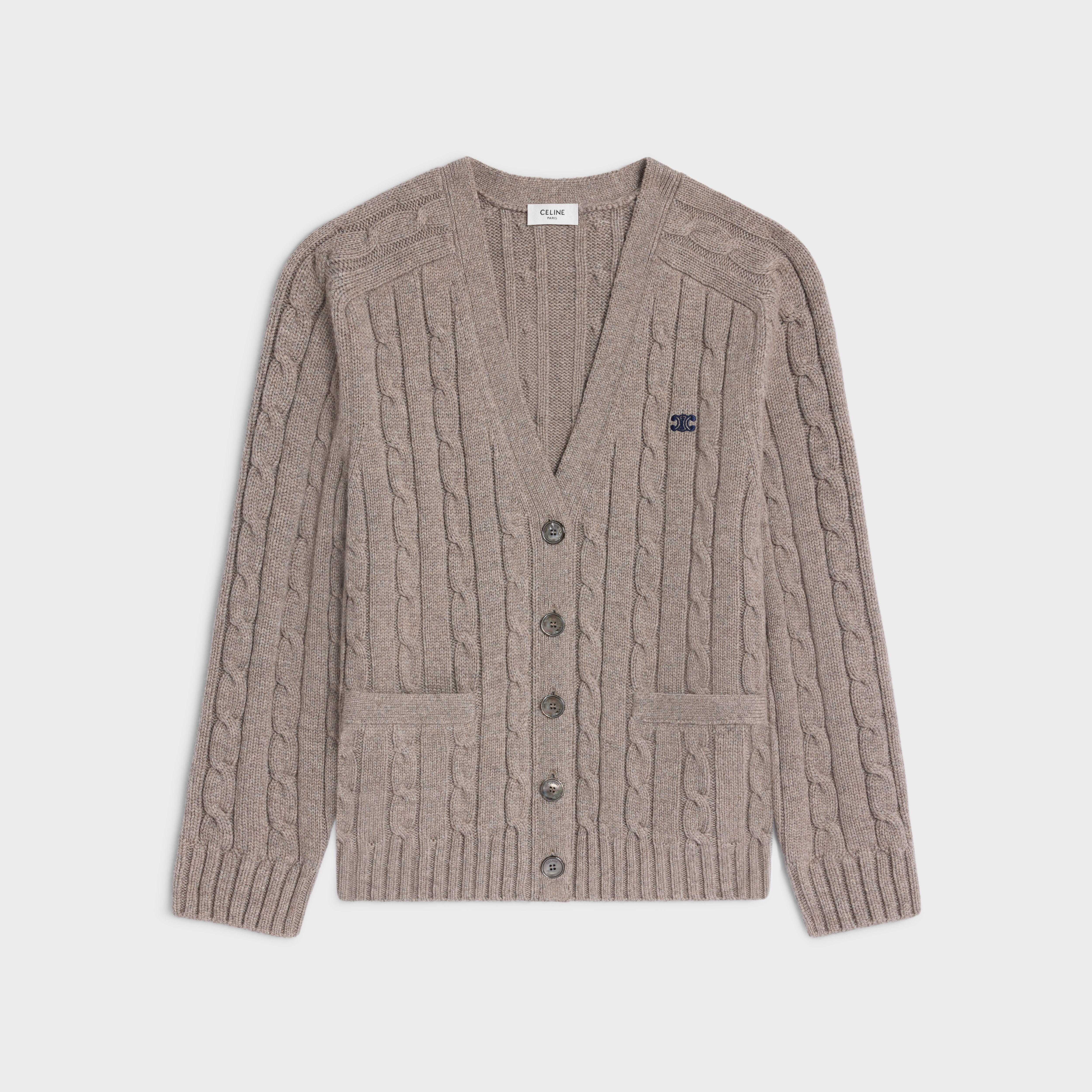 cable-knit triomphe cardigan in cashmere - 1