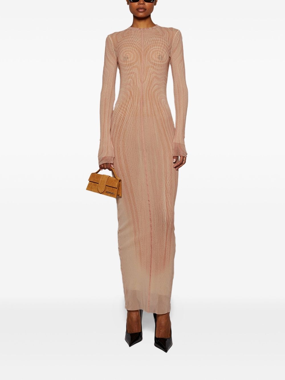 spiral-print mesh maxi dress - 2