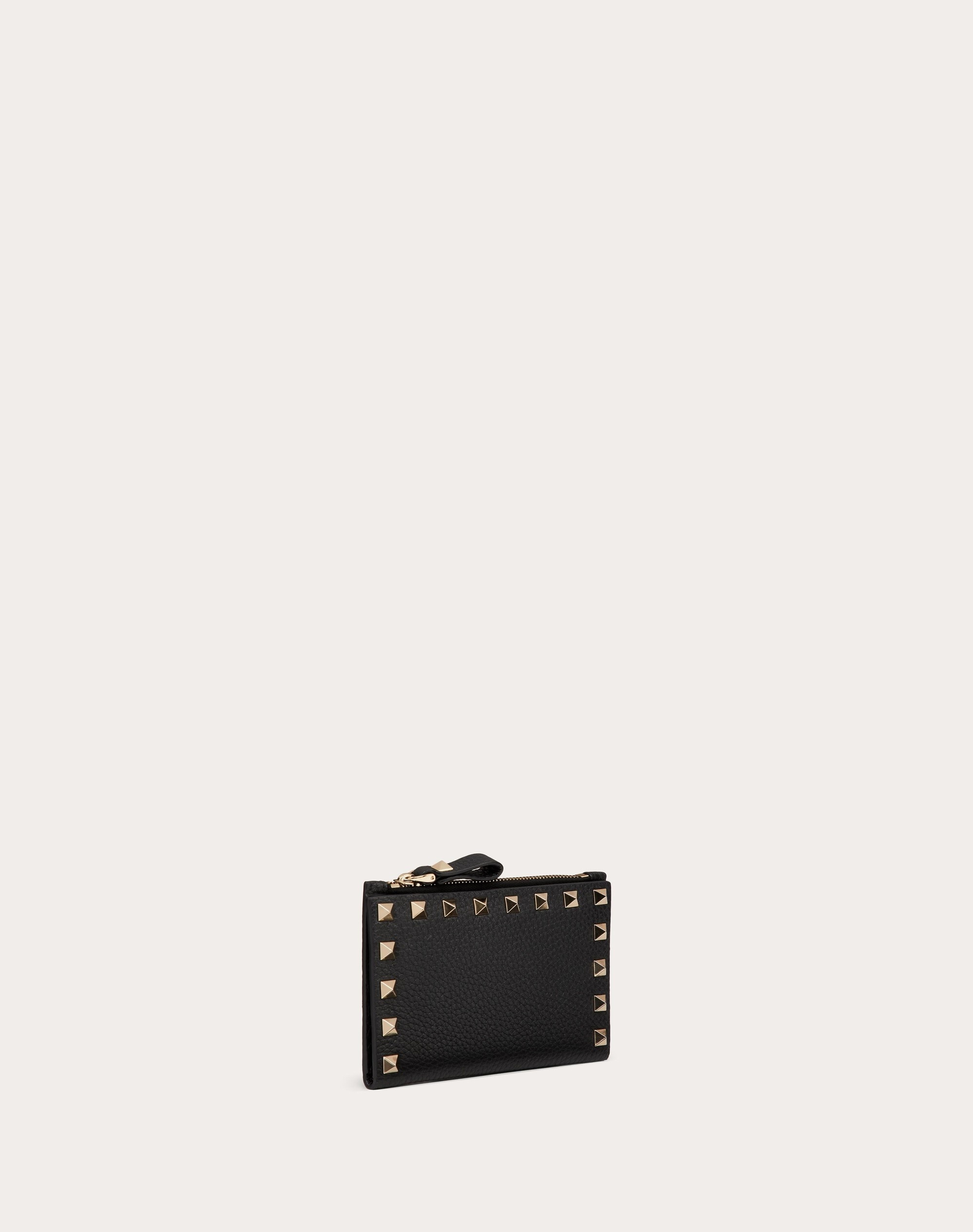 ROCKSTUD GRAINY CALFSKIN CARDHOLDER WITH ZIPPER - 4